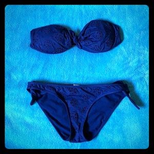 Navy Blue Eyelet Bikini